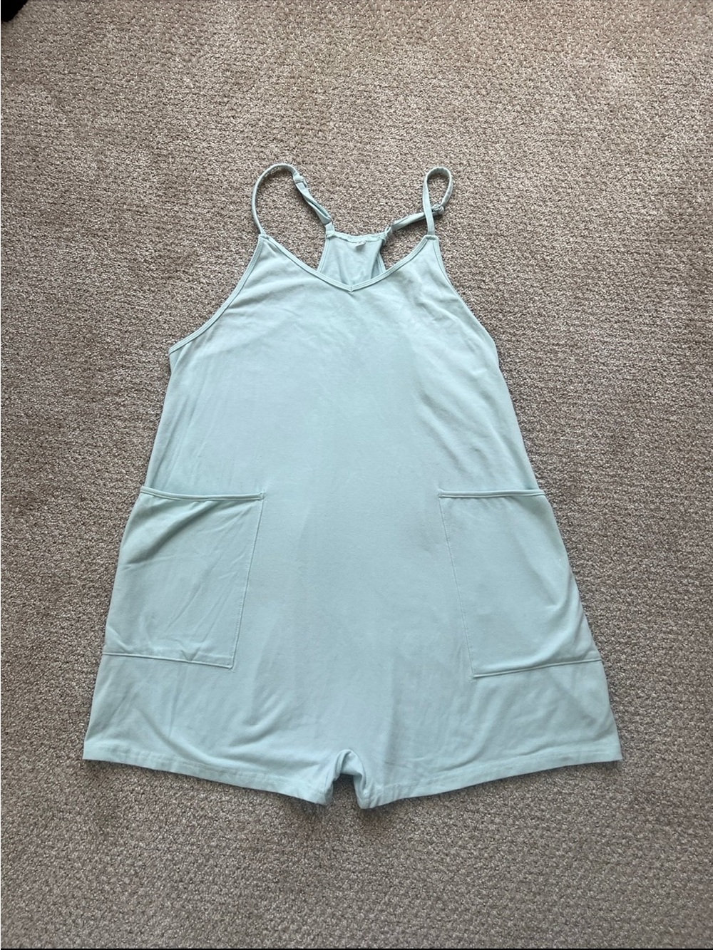Amazon Light Mint Romper with Front Pockets
